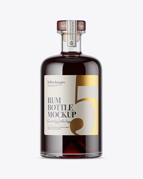 Download Free PSD Mockup Glass Bottle W/ Black Rum Mockup Object ...