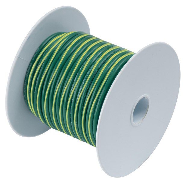 Green With Yellow Stripe Wire Ancor Green W Yellow Stripe 10 Awg Tinned Copper Wire 1 000