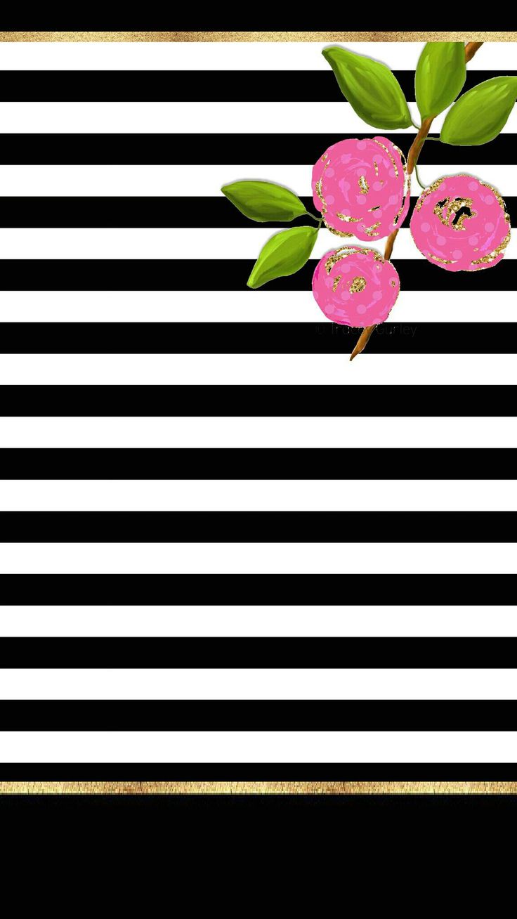 Floral With A Black And White Striped Background Painting Floral With A Black And White Striped Background Painting