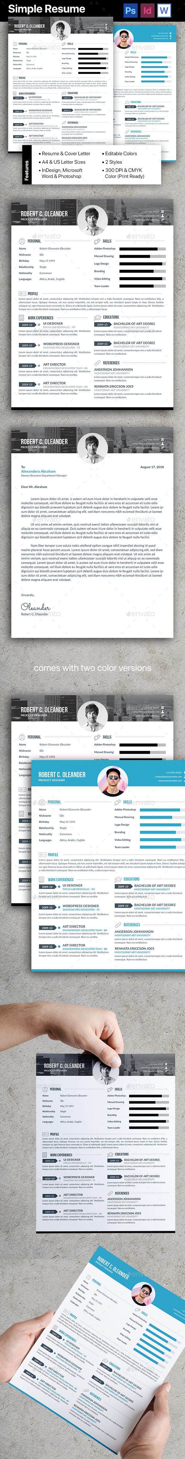 Resume/CV by atsar Features:Resume & Cover Letter InDesign INDD (For CS6 and later) Adobe Photoshop (For CS6 and later) Microsoft Word DOCX Comes in