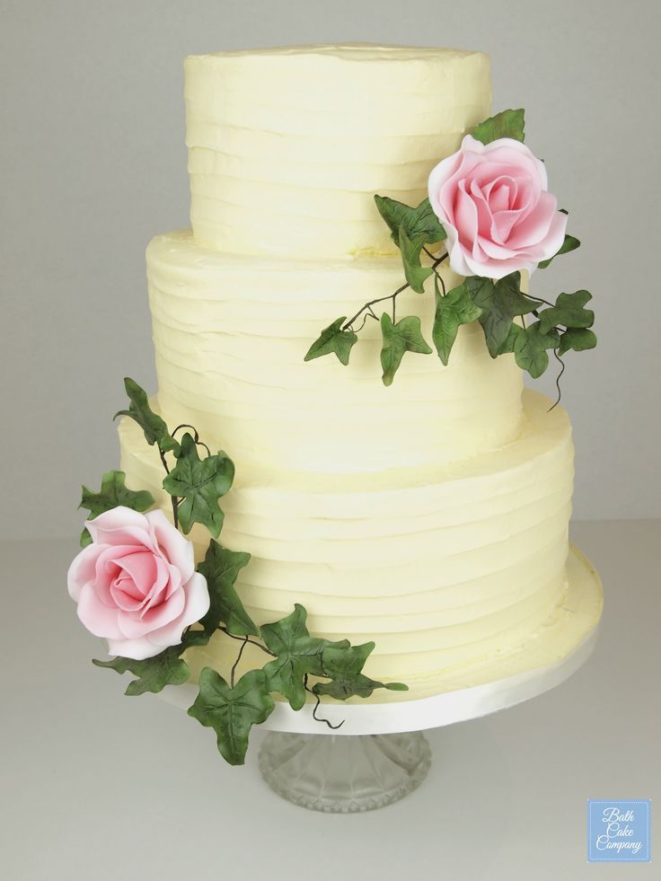 Beautiful Rustic Wedding Cake Decorated With Handmade Sugar Roses By Bath Company Beautiful Rustic Wedding Cake Decorated With Handmade Sugar Roses By Bath Company