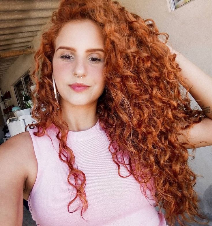 Curly long hair redhead sensual