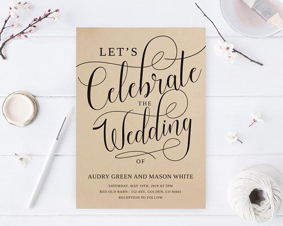 Lets Celebrate Invitations Kraft Wedding Modern Rustic Invites Lets Celebrate Invitations Kraft Wedding Modern Rustic Invites