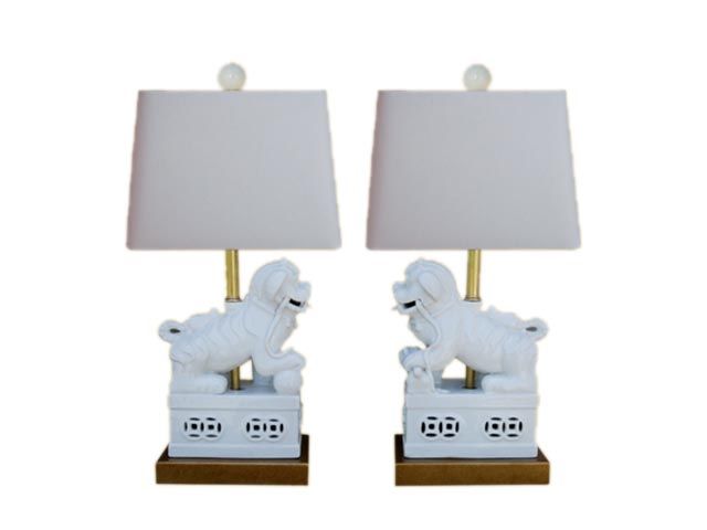 Amazing Pair Of White Foo Dog Lamps So Incredibly Beautiful 22 5 High 12 Wide 1 Way Socket On Cord Switc Lamp Blue And Amazing Pair Of White Foo Dog Lamps So, Foo Dog Lamps Williams Sonoma Home