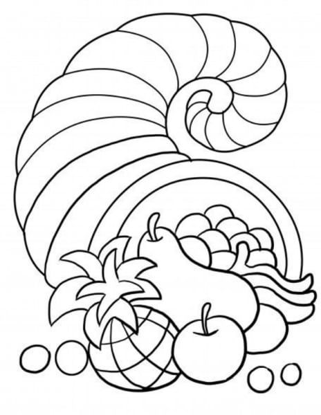 Free Thanksgiving Themed Coloring Pages For Kids Cornucopia