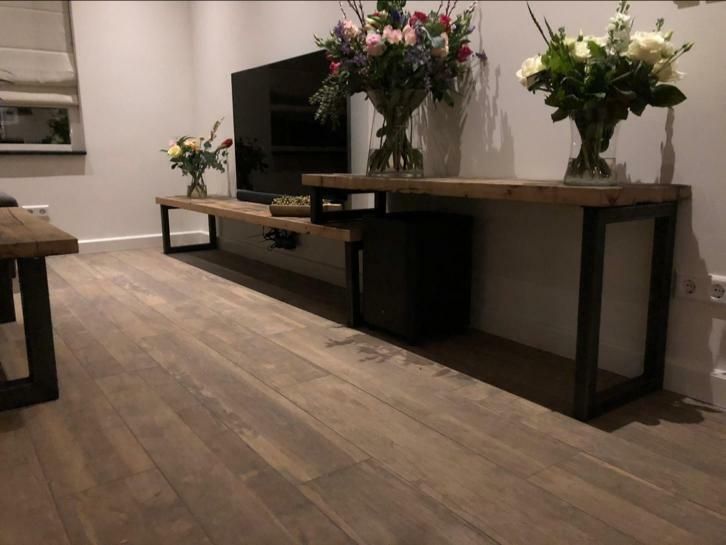 ≥ Televisie tv meubel oud eiken industrieel blad - Kasten ...