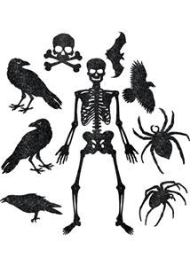 jointed glitter skeleton decoration cutout