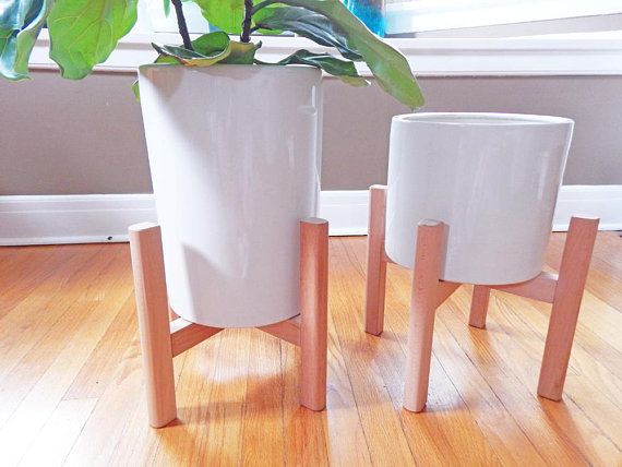 12 Inch Large Plant Stand Mid Century Modern Planter Modern Wooden Plant Stand Tall Pot Stand Wood Plant Stand Flower Pot Holder Wooden Plant Stands Mid Century Modern Planter Wood Plant Stand