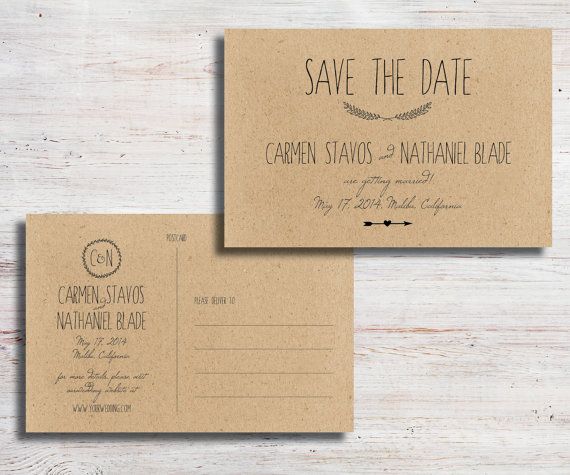 rustic save the dates postcards