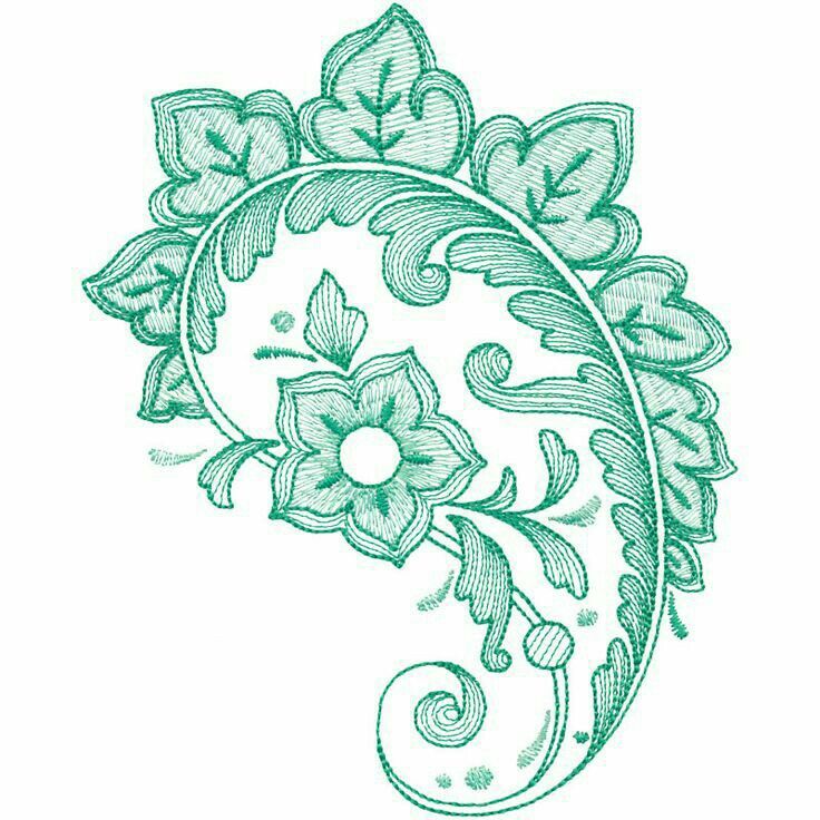 Green Flower Art Designes In 2021 Paisley Drawing Paisley Art Paisley Tattoos