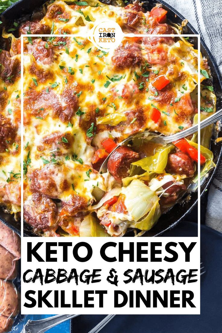 Keto Cheesy Cabbage Sausage Skillet | Keto recipes dinner, Cabbage and