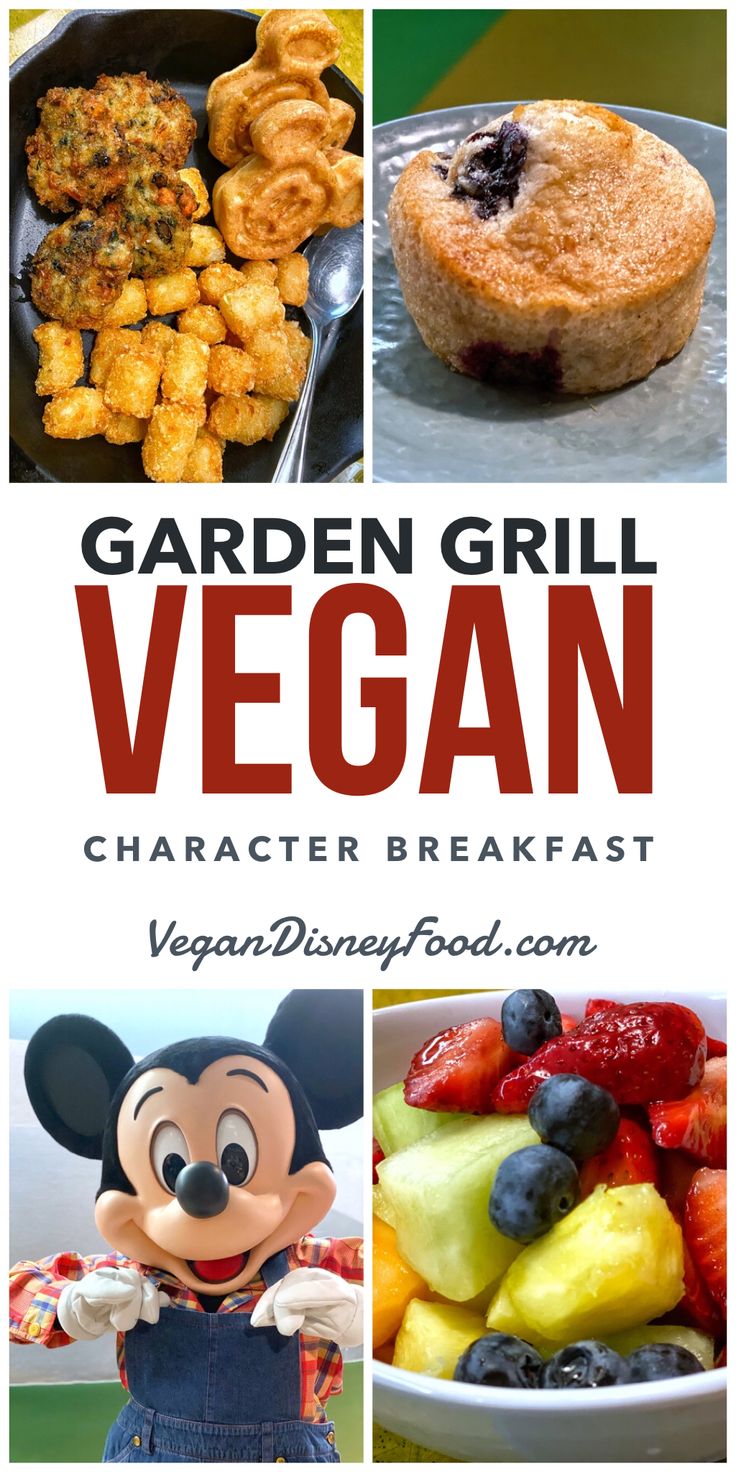 garden grill vegan character breakfast with mickey mouse