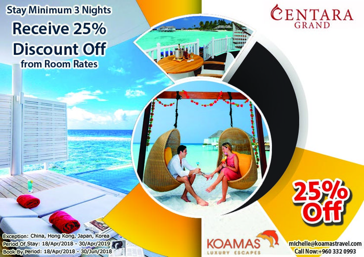 Stay Minimum 3 Nights Receive 25 Discount Off Room Rates at Centara Stay Minimum 3 Nights Receive 25 Discount Off Room Rates at Centara
