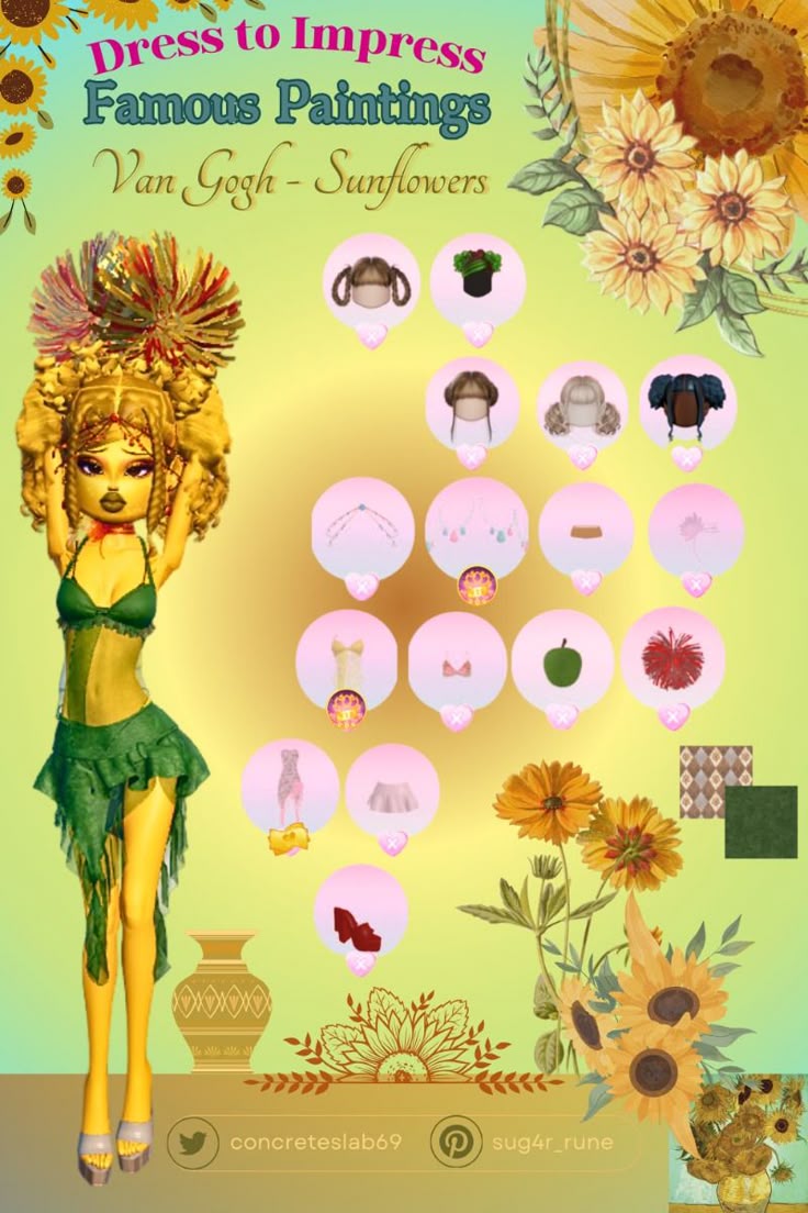 Famous Paintings Van Gogh Sunflowers Dress To Impress DTI Theme Guide famous-paintings-van-gogh-sunflowers-dress-to-impress-dti-theme-guide
