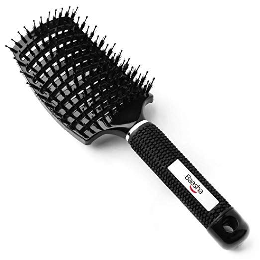 Baasha Curved Vent Brush For Blow Drying Paddle Vent Brush For Hair Quick Dry Hair Brush Vented Boar Brist Quick Dry Hair Boar Bristle Hair Brush Hair Brush