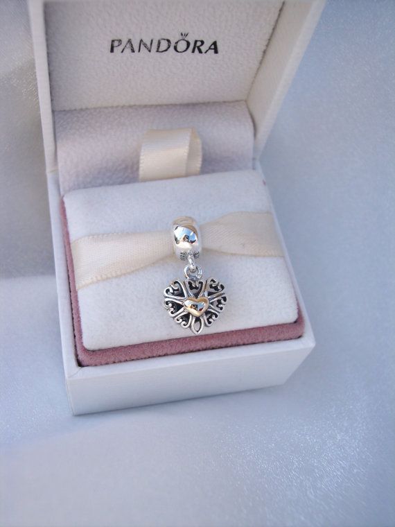 pandora heart 14k & silver charm pandora heart 14k & silver charm