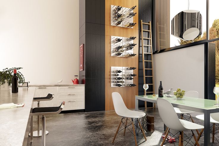 kitchen interior design - wine rack storage | Wine decor kitchen, Wine