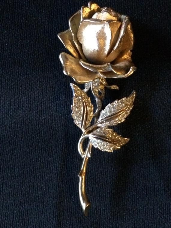Brooch Flower Pearl Rhinestone Gold Plated Brooch FREE GIFT BAG