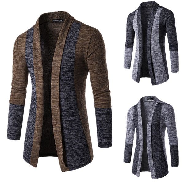 vermers Men Casual Coat Fashion Mens Autumn Winter Zipper Sportswear Patchwork Jacket Long Sleeve Coat