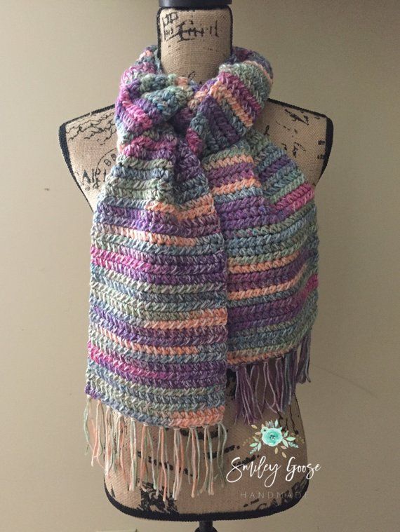 Colorful Scarf, Striped Scarf, Scarf Bewitched Multi Stitch Stripes Double
