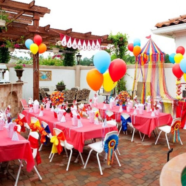 130 Best Carnival Decorations Images On Pinterest Circus Birthday Carnival Themed Party Set Up Primary Colors