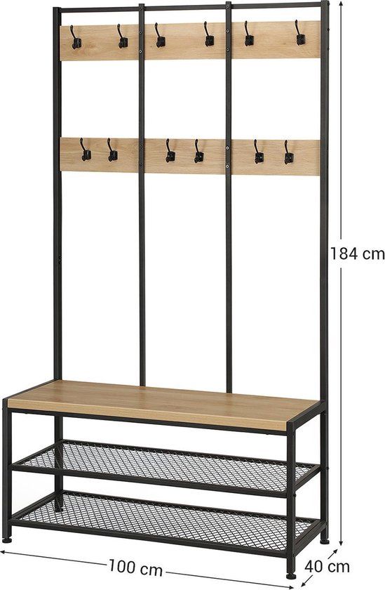 Garderoberek XL met Bankje van 100cm breed, Kapstok en ...