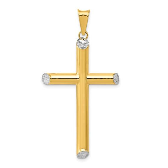Jewelry Best Seller 14k w/Rhodium Hollow Cross Charm Jewelry Best Seller 14k w/Rhodium Hollow Cross Charm