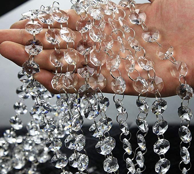10 Feet Crystal Beads Chain Garland of Clear Chandelier Bead Lamp Chain 10 Feet Crystal Beads Chain Garland of Clear Chandelier Bead Lamp Chain