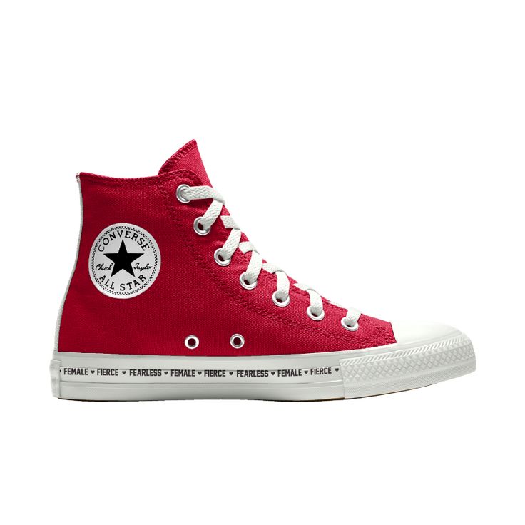 Custom Chuck Fearless, Fierce, Female Red High Top Shoe | Mens ... Custom Chuck Fearless, Fierce, Female Red High Top Shoe | Mens ...