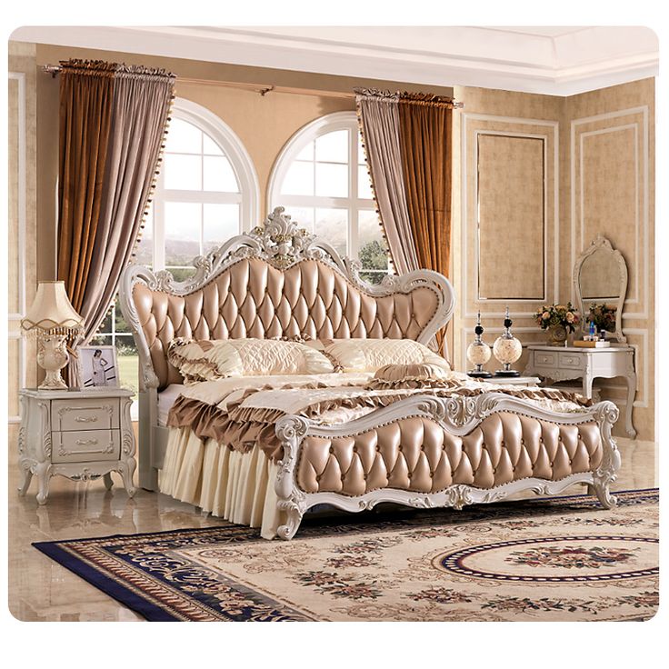 Source European King Size Leather Bed Luxury Royal Court Princess Antique Bedroom Furniture On M Alibaba Com In 2021 Leather Bed Antique Bedroom Furniture, King Size Princess Bed Frame