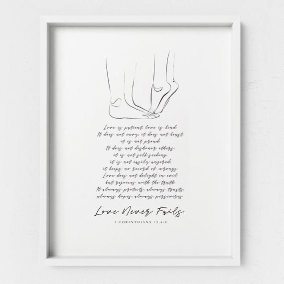 Love is Patient Religious Wedding Gift Scripture Print for Christian Decor Corinthians 13 NIV Quote Bible Verse Wall Art
