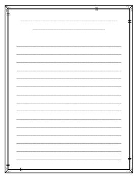 Publishing Paper // This is lined and bordered "publishing paper" I have students use when writing the final draft of a piece of writing. It makes their writing look neat and polished, especially when copied on colored paper. The first page includes lines for the title and author.