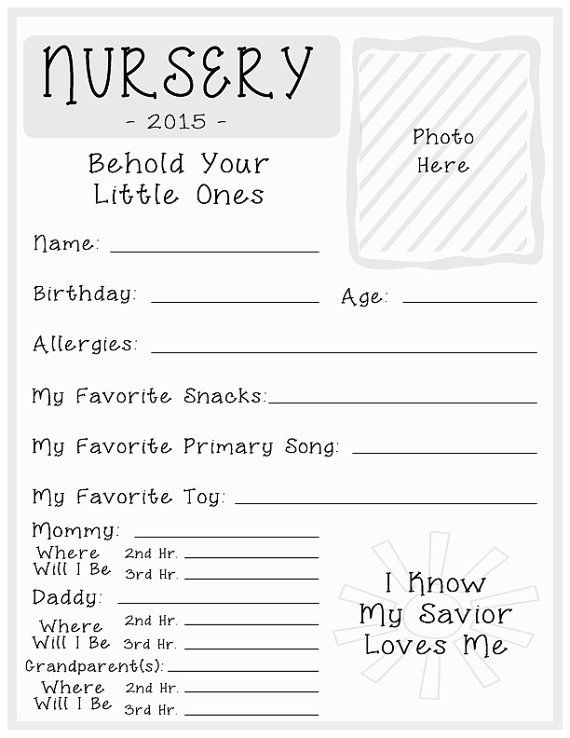 127 Best Nursery Room Images On Pinterest Children Church Sunday Lds Nursery Information Sheet 2017 Primary By Jewellleestyle