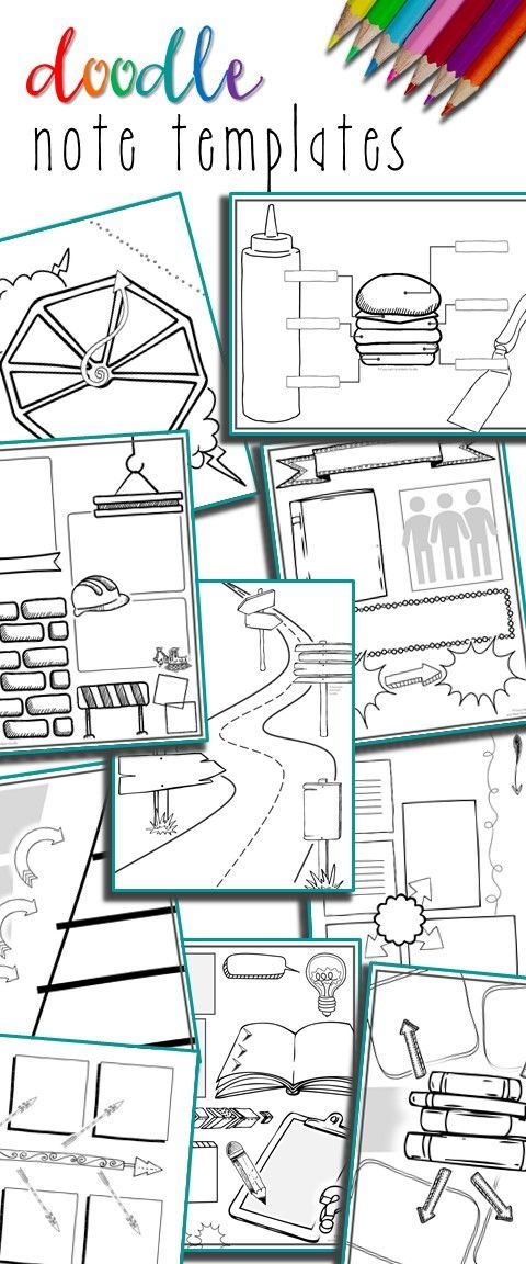 editable doodle note templates bundle learning pinterest notes