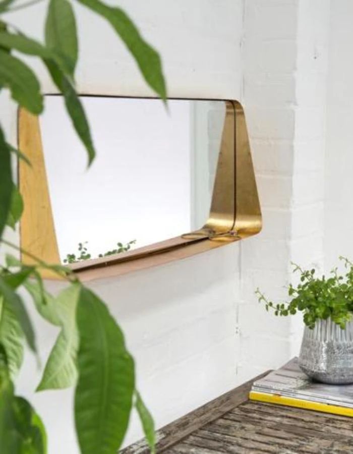 Gold Horizontal Wall Mirror With Shelf The Forest Co Bedroom Antique Gold Horizontal Wall Mirror With Shelf, Horizontal Wall Mirror Bedroom