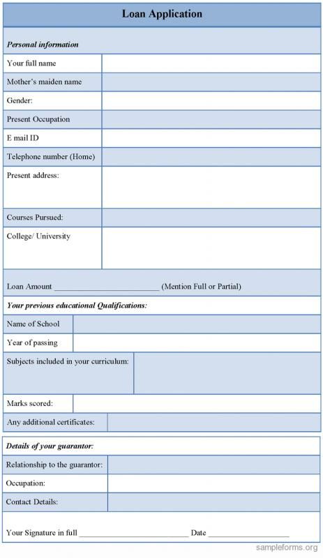 loan application format template loan application loan application format