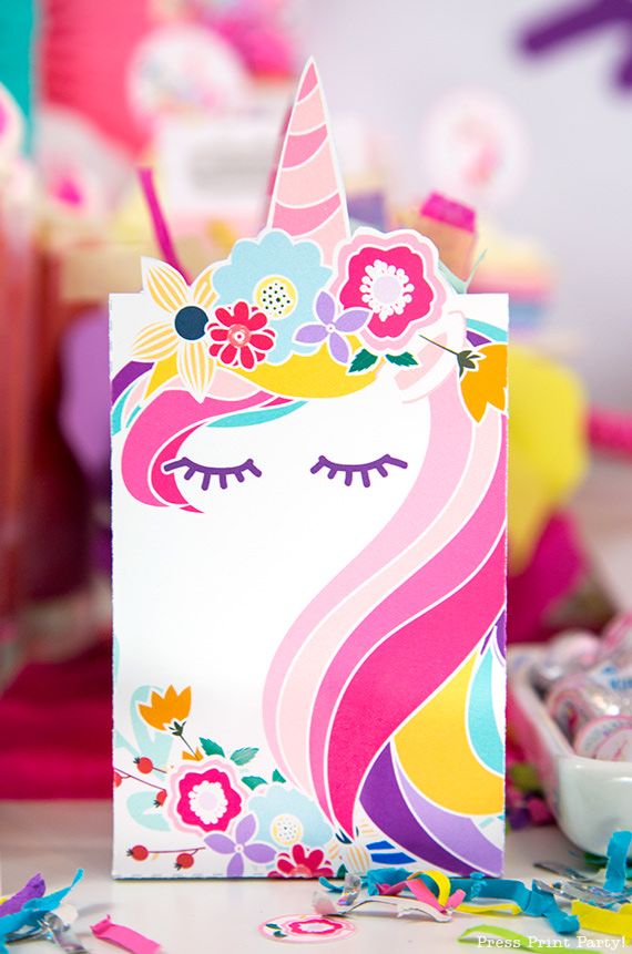 Printable Candy Box Pink Unicorn Treat Boxes DIY Rainbow Unicorn Party Box Instant Download Printable Unicorn Boxes
