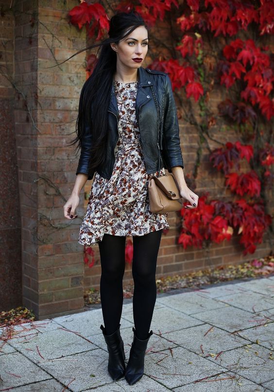 how to wear a leather jacket with a dress, 30 best outfits #leatherjacket #dress…