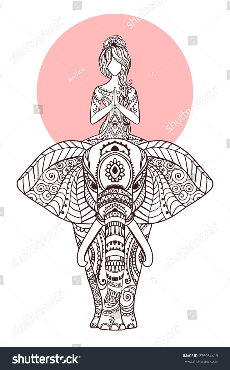 Ornament beautiful card with Vector yoga. Geometric element hand drawn. Perfect ...