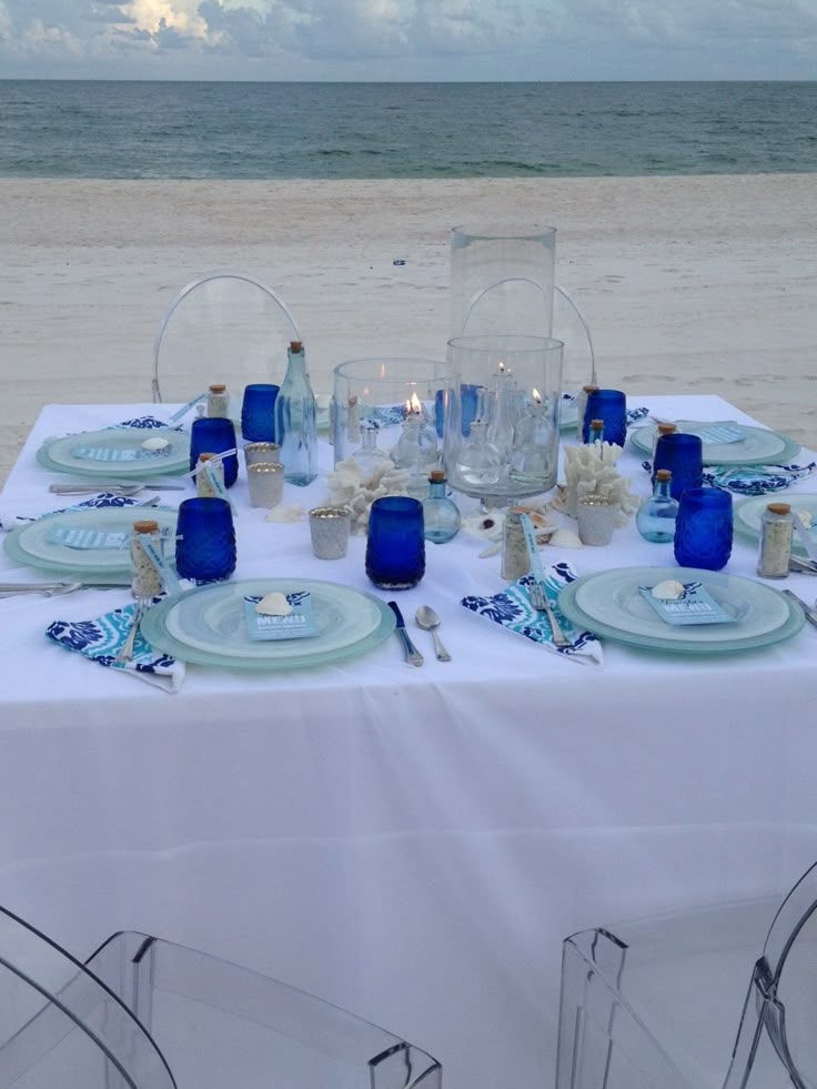 Lovely Different Dinner Party Ideas Part - 10: Mediterranean Dinner Party Decor. White Table Cloth With Different Blue Tints. Coral Pieces For
