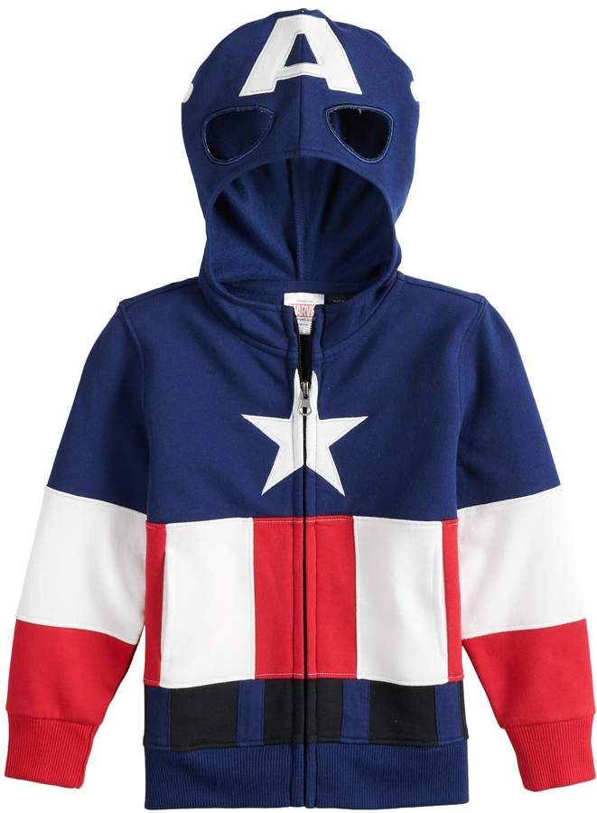 Captain America Costume Marvel Boys /& Toddler Zip Up Hoodie