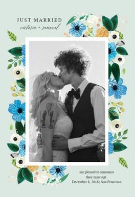 blue orange wedding announcement edit it customize and print