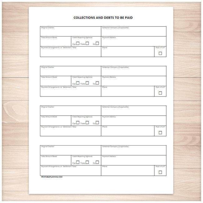 Collections and Debts to be Paid - Tracking Sheet - Printable - holiday sign up sheet templates Collections and Debts to be Paid - Tracking Sheet - Printable - holiday sign up sheet templates