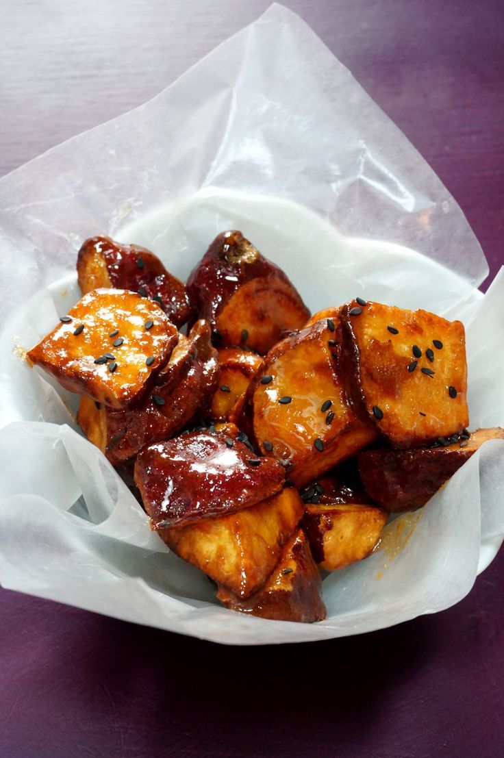 Purple Sweet Potato Bread Recipe Japanese sweets - Daigaku Imo -:sweet potato coating with sugar and soy