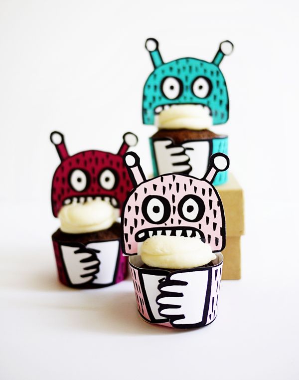 printable monster mini cupcake holders oh happy day halloween monsterparty - Halloween Cupcake Holder printable monster mini cupcake holders oh happy day halloween monsterparty - Halloween Cupcake Holder