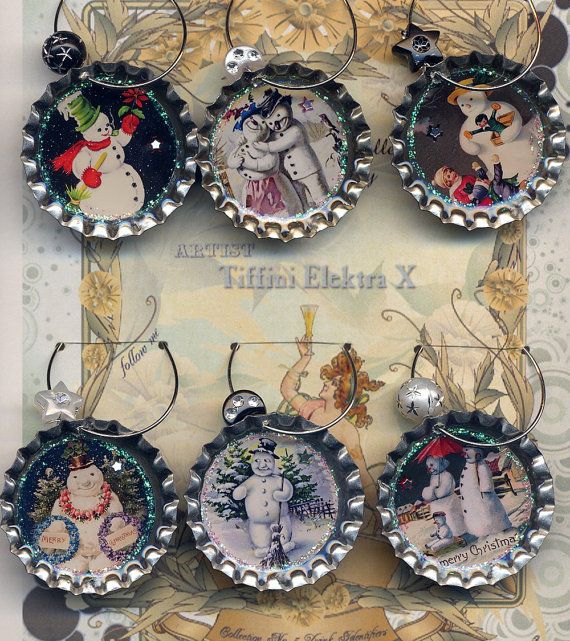 LALANG Wine Glass Charms Handmade Christmas Characters Table decorations gold LALANG Wine Glass Charms Handmade Christmas Characters Table decorations gold