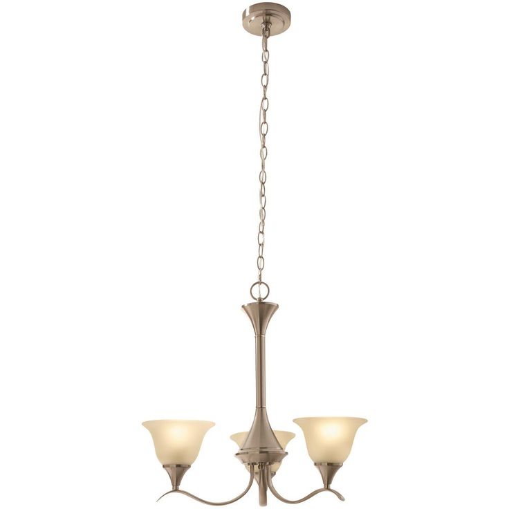 Hampton Bay Santa Rita 3 Light Brushed Nickel Chandelier With Glass Shades 19709 000 The Home Depot Glass Shades Brushed Nickel Chandelier, Hampton Bay 5 Light Brushed Nickel Chandelier With Clear Glass Shades