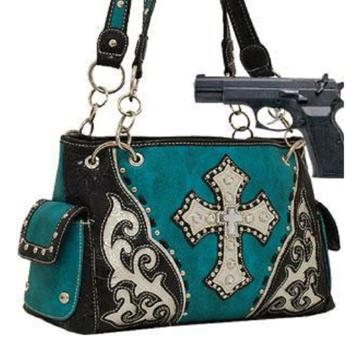 121 Best Western Style Cross Purses Images On Pinterest Handbags Bling More Turquoise Studded Cross Conceal And Carry Purse