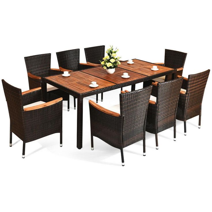 Casainc Brown 9 Piece Wicker Rectangle 29 5 In H Outdoor Dining Set Cushionguard Beige Foam Cushions Wfhw63205 The Home Depot Wood Patio Table Acacia Top Rattan - Hampton Bay Santa Cruz Patio Furniture Casainc Brown 9 Piece Wicker Rectangle 29 5 In H Outdoor Dining Set Cushionguard Beige Foam Cushions Wfhw63205 The Home Depot Wood Patio Table Acacia Top Rattan - Hampton Bay Santa Cruz Patio Furniture