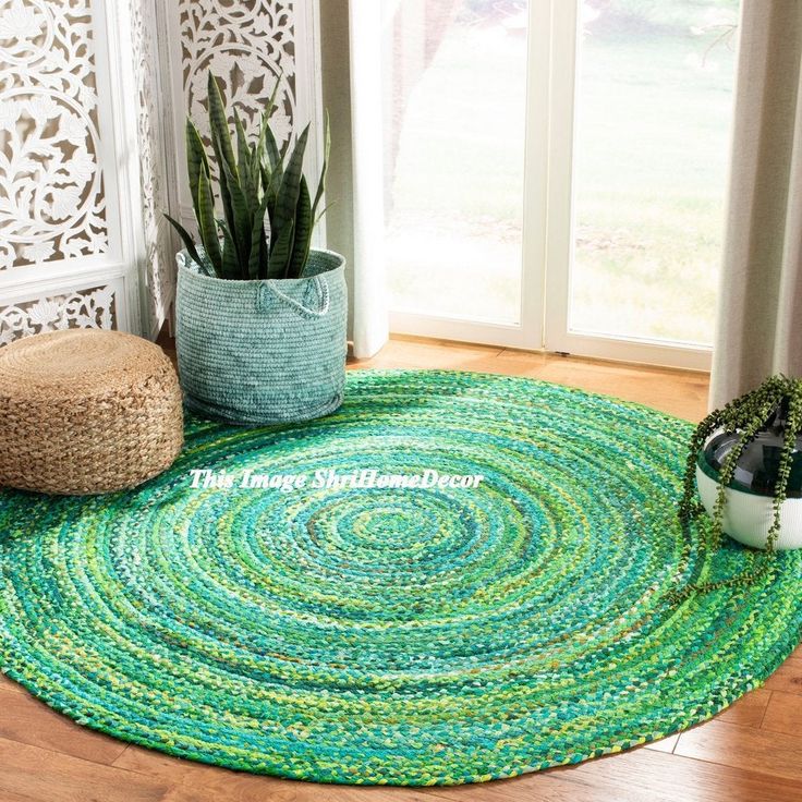 Indian Hand Braided Bohemian Cotton Chindi Area Rug Multi In 2021 Boho Rugs Living Room Floor Colorful Indian Hand Braided Bohemian Cotton, Round Rug Teal Multi